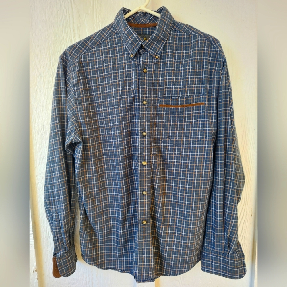 Cabela's Men's blue plaid shirt,  L Tall size